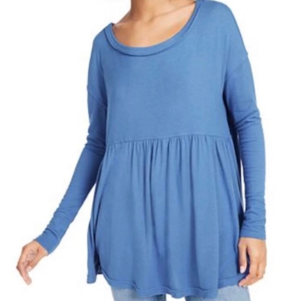 Free People Forever Your Girl Blue Tunic T-Shirt - Picture 2 of 12